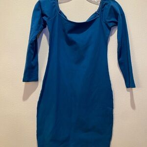 Motel Rocks Teal Blue Long-Sleeve Bodycon Dress